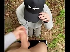 Teen Twink sweet young step brother sucks my big cock in the forest and lets it cum in his mouth